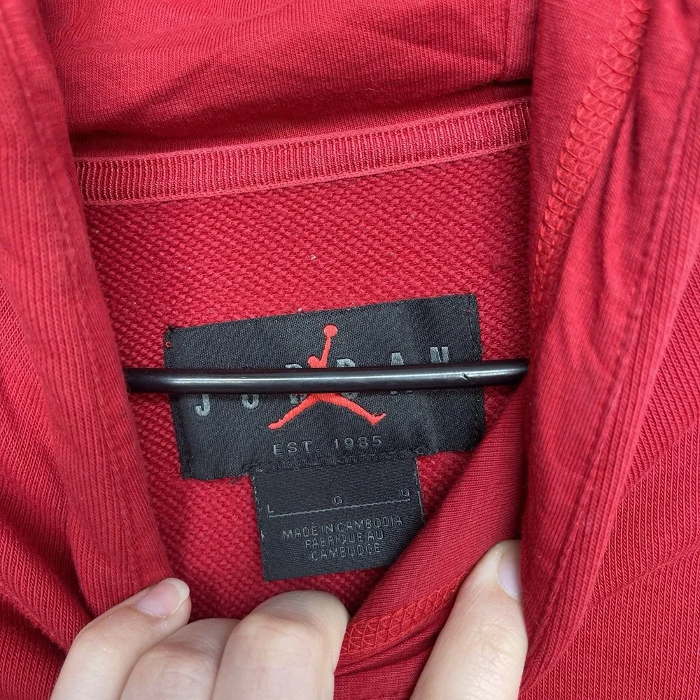 Air Jordan Hoodie Mens Large Red Fleece Hooded Sweatshirt Jumpman Logo Flight